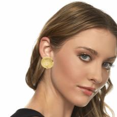 Gold 4 CC Round Earrings, , large image number 2