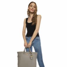 Grey Vitello Daino Shopping Tote, , large image number 2