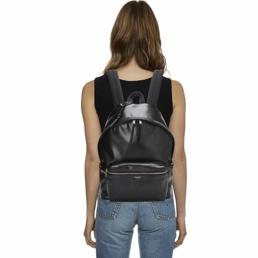 Black Coated Canvas City Backpack, , large image number 0
