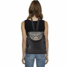 Black Quilted Lambskin Circle Lock Backpack Large, , large image number 2