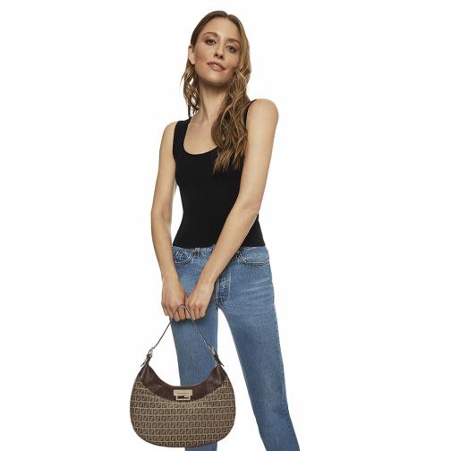 Brown Zucchino Canvas Hobo Bag, , large image number 0