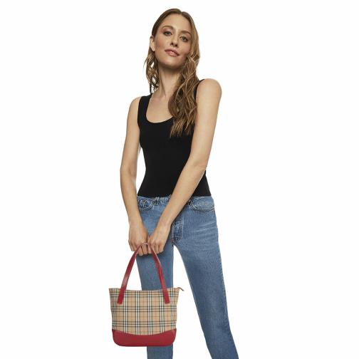 Red Haymarket Check Canvas Tote Small, , large image number 0