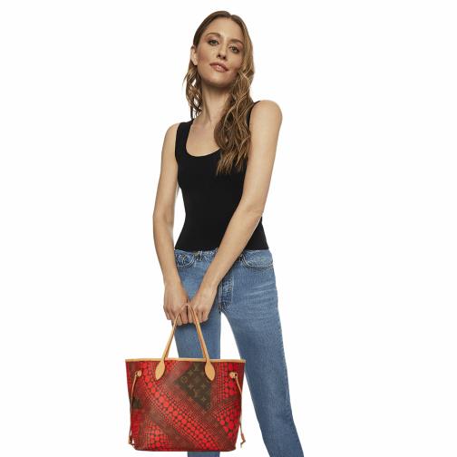 Red Yayoi Kusama x Louis Vuitton Monogram Canvas Neverfull MM