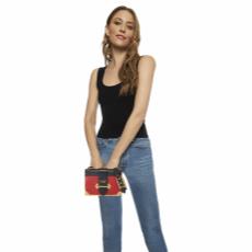 Red & Black Leather Cahier Crossbody, , large image number 2