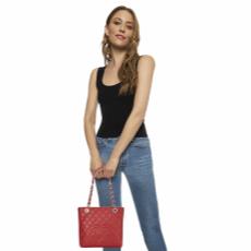 Red Quilted Caviar Petite Shopping Tote (PST), , large image number 2
