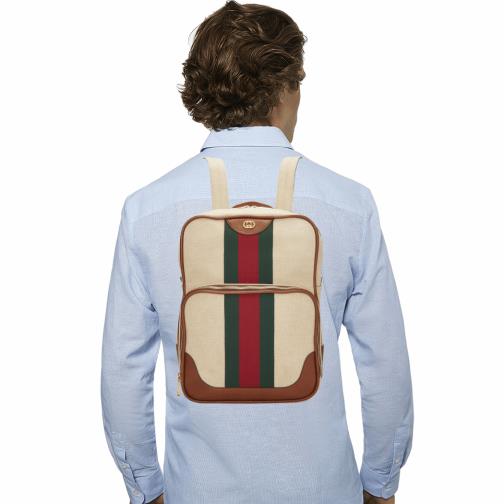 Beige Canvas Web Backpack, , large image number 0