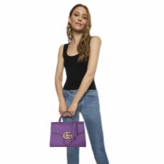 Purple Leather Marmont Top Handle Flap Bag Small, , large image number 2